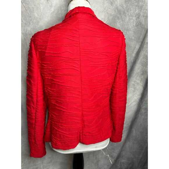 Chico's Jacket Blazer Women Size 1 (Med) Lipstick Red Office Glam Cocktail Party - Picture 2 of 7